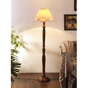 vintage off-white cotton shade floor lamp with wooden base - height 548 inches  classic designer lamp for bedroom living room study table office amp traditional decor  ideal for gifting