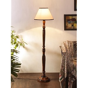 cotton shade floor lamp with wooden base - height 5575 inches whiteblack  modern designer lamp for bedroom living room study room bedside amp office  ideal for gifting
