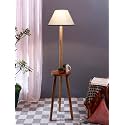 White &amp; Black Cotton Conical Wooden Floor Lamp -26-(14x55.75inches) -Tripod Natural