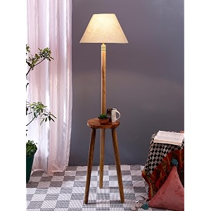 white jute conical wooden floor lamp -28-14x5575inches -tripod natural