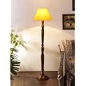 Cotton Shade Floor Lamp with Wooden Base - Height 55.75 Inches, Yellow | Decorative Lighting for Bedroom, Living Room, Study, Bedside, Office &amp; Home Interiors | Empire, Ideal for Gifting
