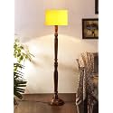 Cotton Shade Floor Lamp with Wooden Base - Height 56.7 Inches, Yellow | Stylish Decorative Lamp for Bedroom, Living Room, Bedside Table, Study Room, Office &amp; Hallways | Ideal for Gifting