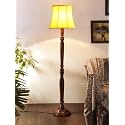 Cotton Shade Floor Lamp with Wooden Base - Height 56 Inches, Yellow | Decorative Home Lighting for Bedroom, Living Room, Office, Study Area, Bedside &amp; Home Interiors | Cone, Ideal for Gifting