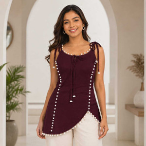 Ameeraq living Party Solid Embellished Women Maroon