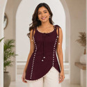 Ameeraq living Party Solid Embellished Women Maroon