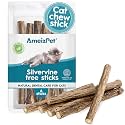 AmeizPet Catnip Sticks for Cats, Cat Dental Chew Sticks - Natural Matatabi Cat Dental Care, Silvervine Cat Teeth Cleaning (6 pcs)