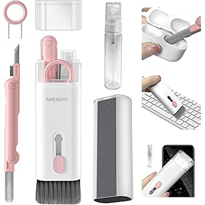 amendas 7 in 1 electronic cleaning kit for laptop cleaning kit airpod cleaning kit screen dust brush including soft swipe airpod cleaner penphone speaker cleaner key puller and spray bottle