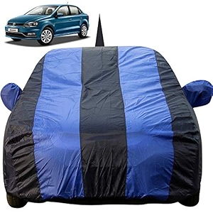 ameo dustproof car cover with mirror amp antenna pockets royal blue stripes taffeta polystertriple stitched compatible with volkswagen ameo car cover 2016 to 2018 ameo car accessories