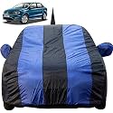 Ameo Dustproof Car Cover with Mirror &amp; Antenna Pockets, Royal Blue Stripes, Taffeta Polyster,Triple Stitched, Compatible with Volkswagen Ameo Car Cover (2016 to 2018), Ameo Car Accessories