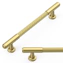 Amerdeco 10 Pack Brushed Gold Cabinet Pulls 5 Inch(128mm) Hole Center Heavy Duty Solid Kitchen Cabinet Handles Drawer Pulls