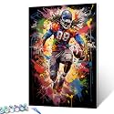 America Football Athletes Oil Paint by Number Graffiti/Doodle DIY Acrylic Digital Painting Kit for Kids Adults Beginner Sportman DIY Canvas Art by Numbers Sport Paintworks Craft 16x20 Inch(Frameless)