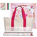 American Acrylic 4-Layer Mahjong Set with Rainbow Translucent Backs, 2 Bags, 4 Acrylic Racks, Silent Mat – Portable American Mahjong Game Set for Adults, Family Game Night & Travel