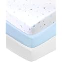 American Baby Company 3 Pack Fitted Crib Sheets 52x28",Blue Star/Blue/White