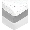 American Baby Company 3 Pack Fitted Crib Sheets 52x28",Gray Star/Gray/White