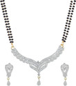 REVERSEA American Diamond AD Mangal Sutra With Double Chain and Earings Brass Mangalsutra