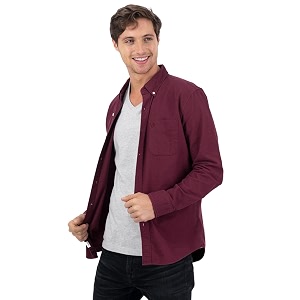 American Eagle Men Burgundy Slim Fit Oxford