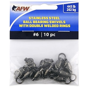 american fishing wire 6 stainless steel ball bearing swivels 10-piece black 445-pound