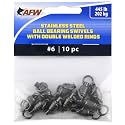 American Fishing Wire 6 Stainless Steel Ball Bearing Swivels (10-Piece), Black, 445-Pound