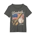 American Flag Baseball Player Bat Fan Catcher Pitcher USA T-Shirt