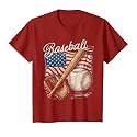 American Flag Baseball Player Bat Fan Catcher Pitcher USA T-Shirt