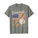 American Flag Baseball Player Bat Fan Catcher Pitcher USA T-Shirt