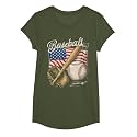 American Flag Baseball Player Bat Fan Catcher Pitcher USA T-Shirt
