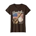 American Flag Baseball Player Bat Fan Catcher Pitcher USA T-Shirt