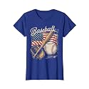 American Flag Baseball Player Bat Fan Catcher Pitcher USA T-Shirt