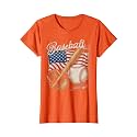 American Flag Baseball Player Bat Fan Catcher Pitcher USA T-Shirt