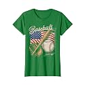 American Flag Baseball Player Bat Fan Catcher Pitcher USA T-Shirt