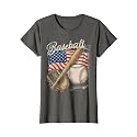 American Flag Baseball Player Bat Fan Catcher Pitcher USA T-Shirt