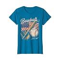 American Flag Baseball Player Bat Fan Catcher Pitcher USA T-Shirt