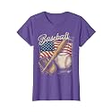 American Flag Baseball Player Bat Fan Catcher Pitcher USA T-Shirt