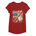 American Flag Baseball Player Bat Fan Catcher Pitcher USA T-Shirt