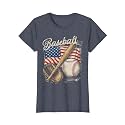 American Flag Baseball Player Bat Fan Catcher Pitcher USA T-Shirt