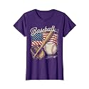 American Flag Baseball Player Bat Fan Catcher Pitcher USA T-Shirt