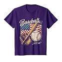 American Flag Baseball Player Bat Fan Catcher Pitcher USA T-Shirt
