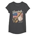 American Flag Baseball Player Bat Fan Catcher Pitcher USA T-Shirt
