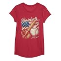 American Flag Baseball Player Bat Fan Catcher Pitcher USA T-Shirt