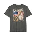 American Flag Baseball Player Bat Fan Catcher Pitcher USA T-Shirt