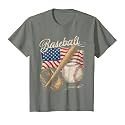 American Flag Baseball Player Bat Fan Catcher Pitcher USA T-Shirt