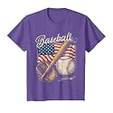 American Flag Baseball Player Bat Fan Catcher Pitcher USA T-Shirt