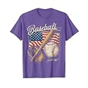 American Flag Baseball Player Bat Fan Catcher Pitcher USA T-Shirt