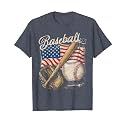 American Flag Baseball Player Bat Fan Catcher Pitcher USA T-Shirt