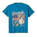 American Flag Baseball Player Bat Fan Catcher Pitcher USA T-Shirt