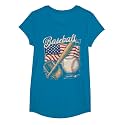 American Flag Baseball Player Bat Fan Catcher Pitcher USA T-Shirt