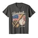 American Flag Baseball Player Bat Fan Catcher Pitcher USA T-Shirt