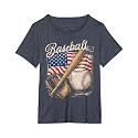 American Flag Baseball Player Bat Fan Catcher Pitcher USA T-Shirt