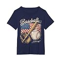 American Flag Baseball Player Bat Fan Catcher Pitcher USA T-Shirt
