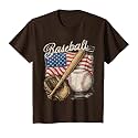 American Flag Baseball Player Bat Fan Catcher Pitcher USA T-Shirt
